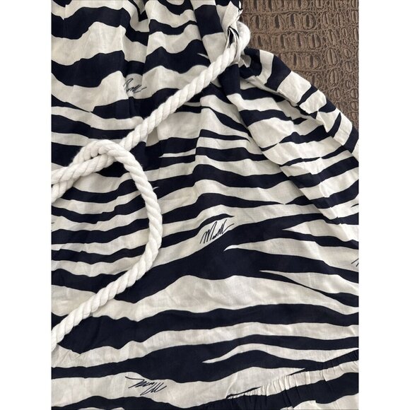 Michael Kors Zebra Print Belted Cover-Up Dress Navy White Size Large NWT - Picture 3 of 11
